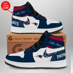 Personalized New England Patriots NFL Air Jordan 1 Sneaker JD1 Shoes For Fans GSS1112