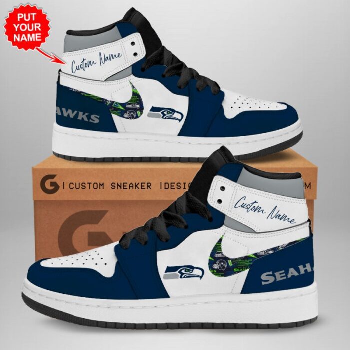 Personalized Seattle Seahawks NFL Air Jordan 1 Sneaker JD1 Shoes For Fans GSS1122