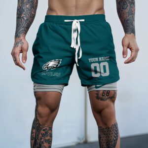Philadelphia Eagles NFL Double Layer Shorts Custom Your Name And Number WDS1057