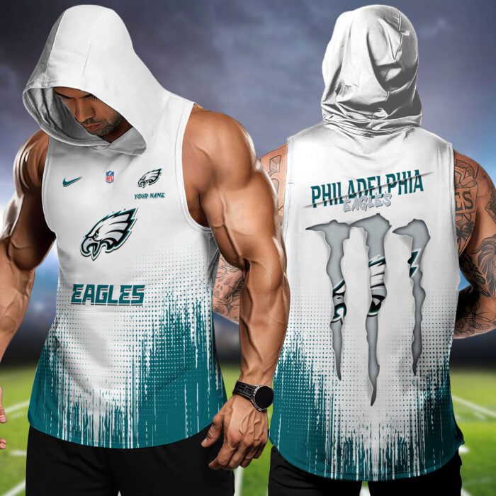Philadelphia Eagles NFL Hoodie Tank Top Workout Outfit WHT1188