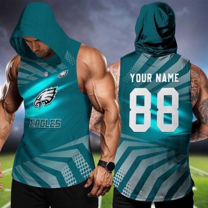 Philadelphia Eagles NFL Hoodie Tank Top Workout Outfit WHT1217