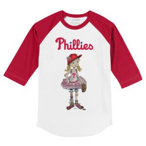 Philadelphia Phillies Babes 3/4 Red Sleeve Raglan Shirt
