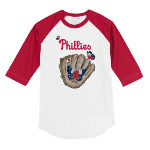 Philadelphia Phillies Butterfly Glove 3/4 Red Sleeve Raglan Shirt