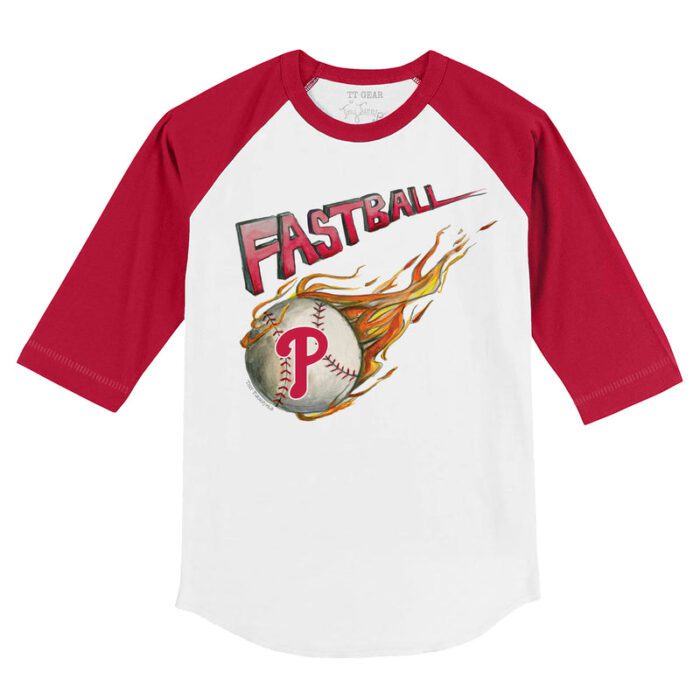 Philadelphia Phillies Fastball 3/4 Red Sleeve Raglan Shirt