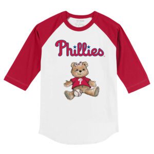 Philadelphia Phillies Girl Teddy 3/4 Red Sleeve Raglan Shirt