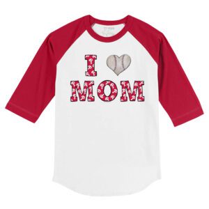 Philadelphia Phillies I Love Mom 3/4 Red Sleeve Raglan Shirt