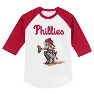 Philadelphia Phillies Kate the Catcher 3/4 Red Sleeve Raglan Shirt