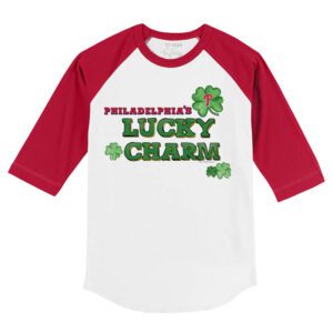 Philadelphia Phillies Lucky Charm 3/4 Red Sleeve Raglan Shirt