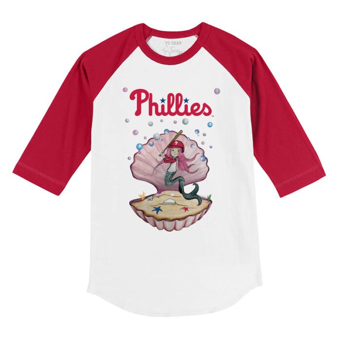 Philadelphia Phillies Mermaid 3/4 Red Sleeve Raglan Shirt