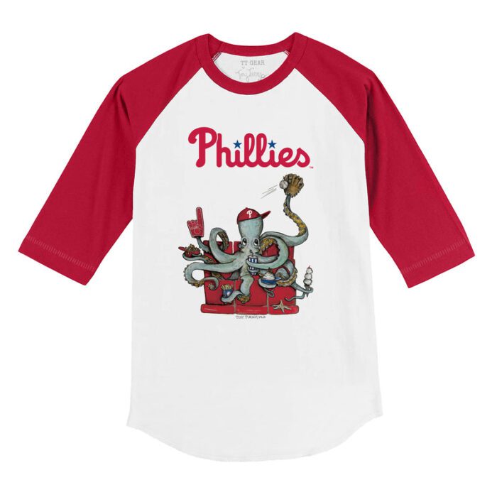 Philadelphia Phillies Octopus 3/4 Red Sleeve Raglan Shirt