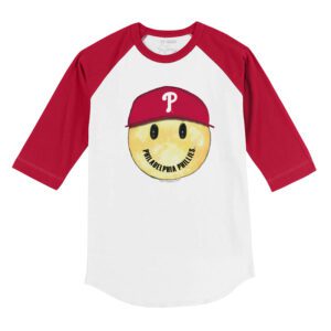Philadelphia Phillies Smiley 3/4 Red Sleeve Raglan Shirt