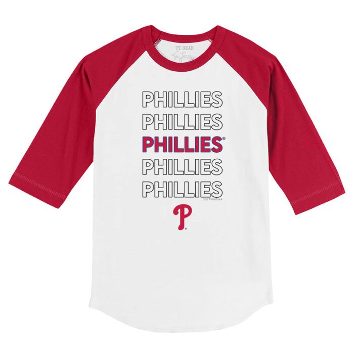 Philadelphia Phillies Stacked 3/4 Red Sleeve Raglan Shirt
