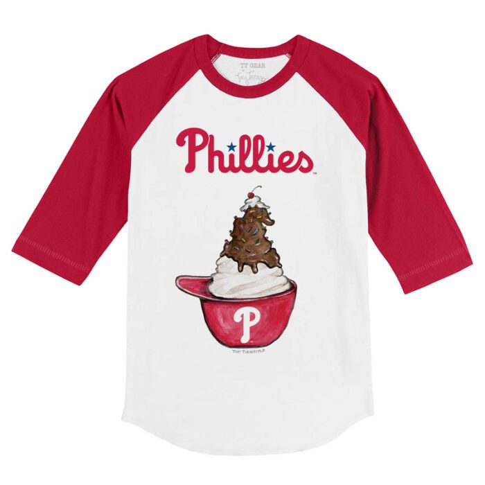 Philadelphia Phillies Sundae Helmet 3/4 Red Sleeve Raglan Shirt