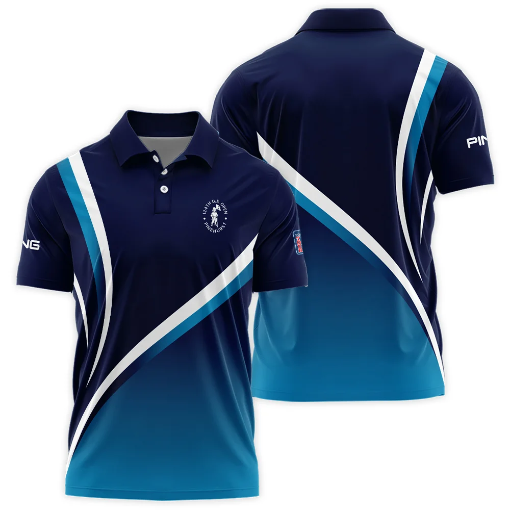 Ping 124th U.S. Open Pinehurst Dark Blue Gradient Abstract White Background Polo Shirt Style Classic PLK1282