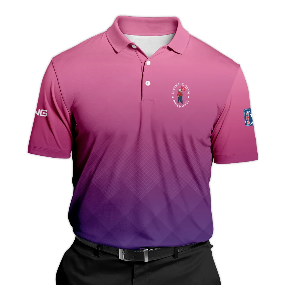 Ping 124th U.S. Open Pinehurst Purple Pink Gradient Abstract Polo Shirt Style Classic PLK1360