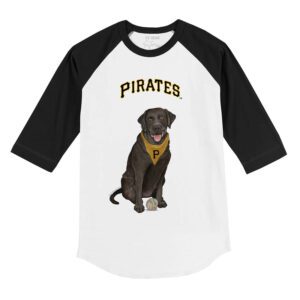Pittsburgh Pirates Black Labrador Retriever 3/4 Black Sleeve Raglan Shirt