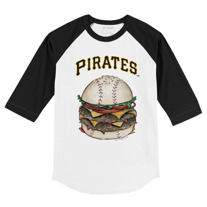 Pittsburgh Pirates Burger 3/4 Black Sleeve Raglan Shirt