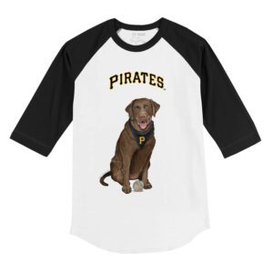 Pittsburgh Pirates Chocolate Labrador Retriever 3/4 Black Sleeve Raglan Shirt