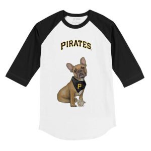 Pittsburgh Pirates French Bulldog 3/4 Black Sleeve Raglan Shirt