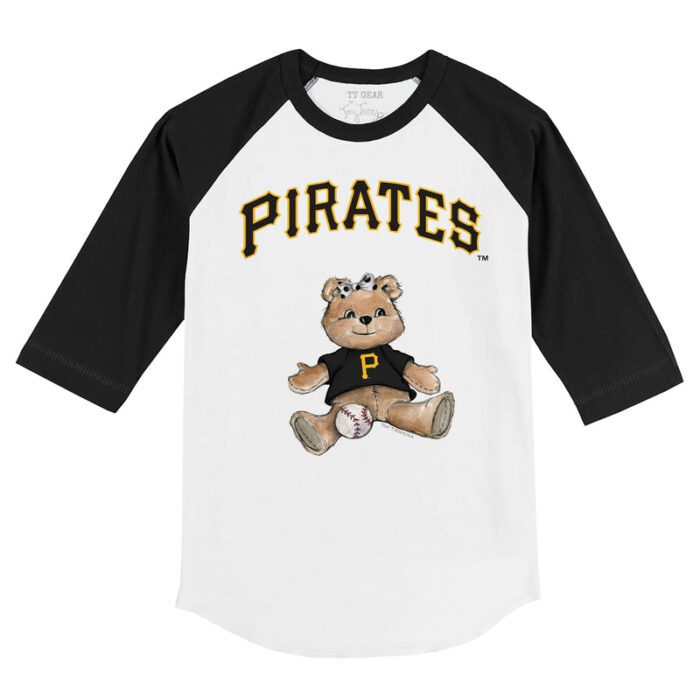 Pittsburgh Pirates Girl Teddy 3/4 Black Sleeve Raglan Shirt