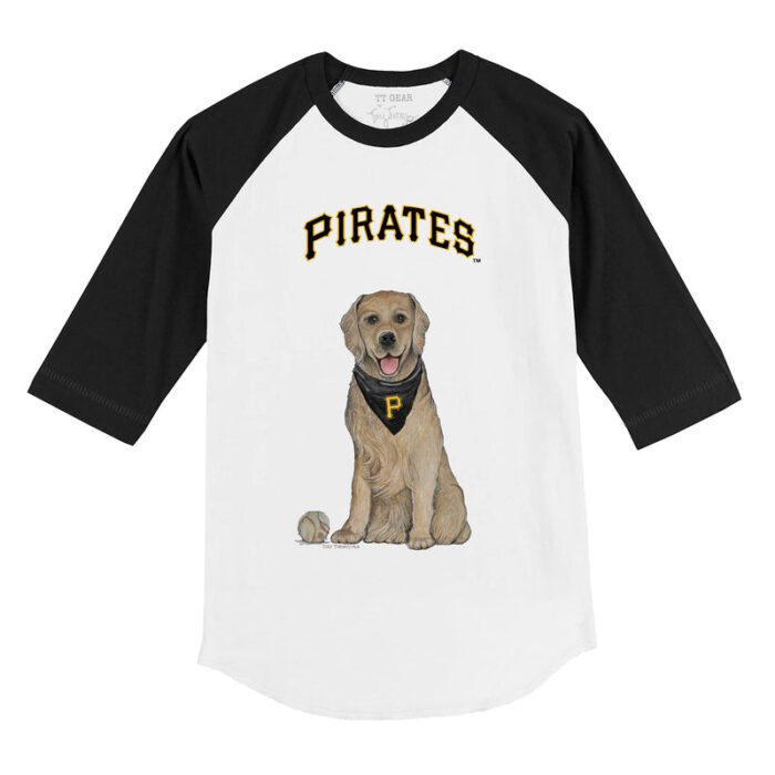 Pittsburgh Pirates Golden Retriever 3/4 Black Sleeve Raglan Shirt