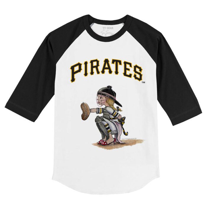Pittsburgh Pirates Kate the Catcher 3/4 Black Sleeve Raglan Shirt
