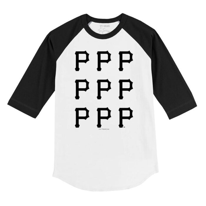 Pittsburgh Pirates Logo Grid 3/4 Black Sleeve Raglan Shirt