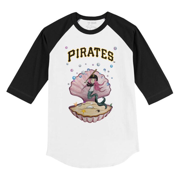 Pittsburgh Pirates Mermaid 3/4 Black Sleeve Raglan Shirt