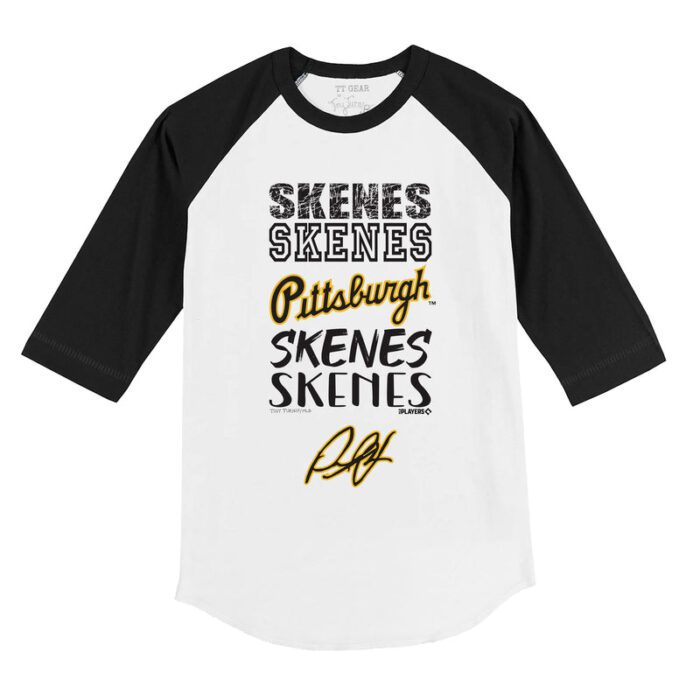 Pittsburgh Pirates Paul Skenes Multi Stacked 3/4 Black Sleeve Raglan Shirt