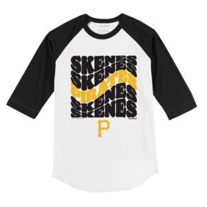 Pittsburgh Pirates Paul Skenes Retro Wave 3/4 Black Sleeve Raglan Shirt
