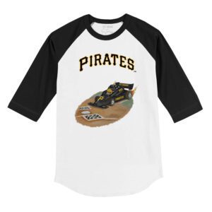 Pittsburgh Pirates Race Car 3/4 Black Sleeve Raglan Shirt