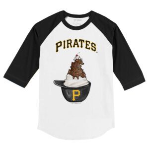 Pittsburgh Pirates Sundae Helmet 3/4 Black Sleeve Raglan Shirt