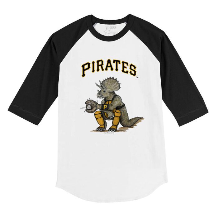 Pittsburgh Pirates Triceratops 3/4 Black Sleeve Raglan Shirt