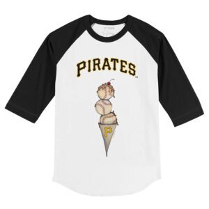 Pittsburgh Pirates Triple Scoop 3/4 Black Sleeve Raglan Shirt