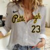 Pittsburgh Pirates Women Casual Shirt Linen Shirt GWS1084