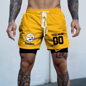 Pittsburgh Steelers NFL Double Layer Shorts Custom Your Name And Number WDS1058