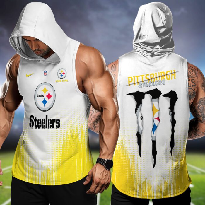 Pittsburgh Steelers NFL Hoodie Tank Top Workout Outfit WHT1183
