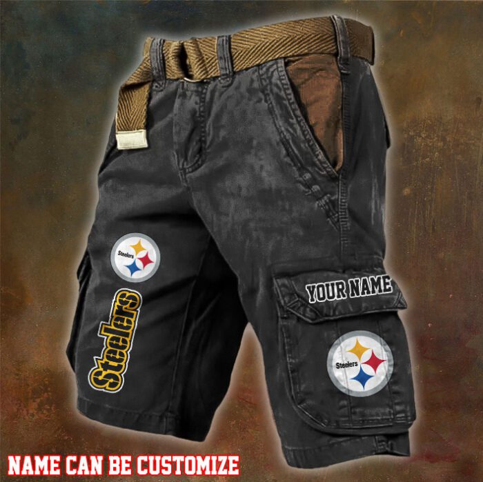 Pittsburgh Steelers NFL Pocket Print Cargo Shorts V2 Custom Name For Fans MCS1287