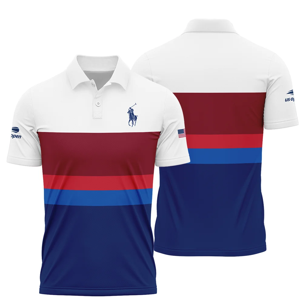 Ralph Lauren US Open Tennis White Blue Red Pattern Polo Shirt Style Classic PLK1038