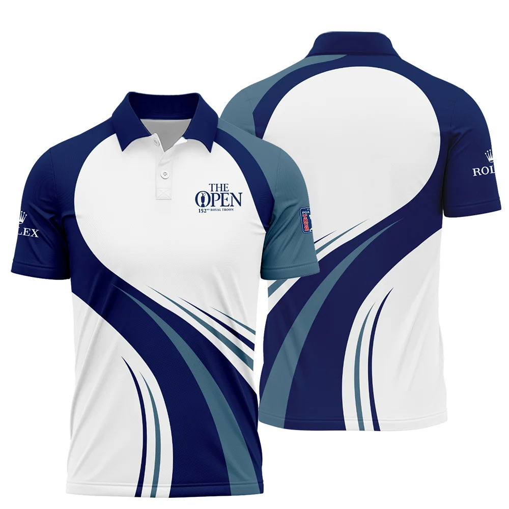 Rolex 152nd Open Championship White Mostly Desaturated Dark Blue Performance Polo Shirt PLK1142