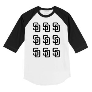 San Diego Padres Logo Grid 3/4 Black Sleeve Raglan Shirt