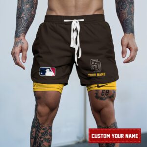 San Diego Padres MLB Personalized Double Layer Shorts WDS1150