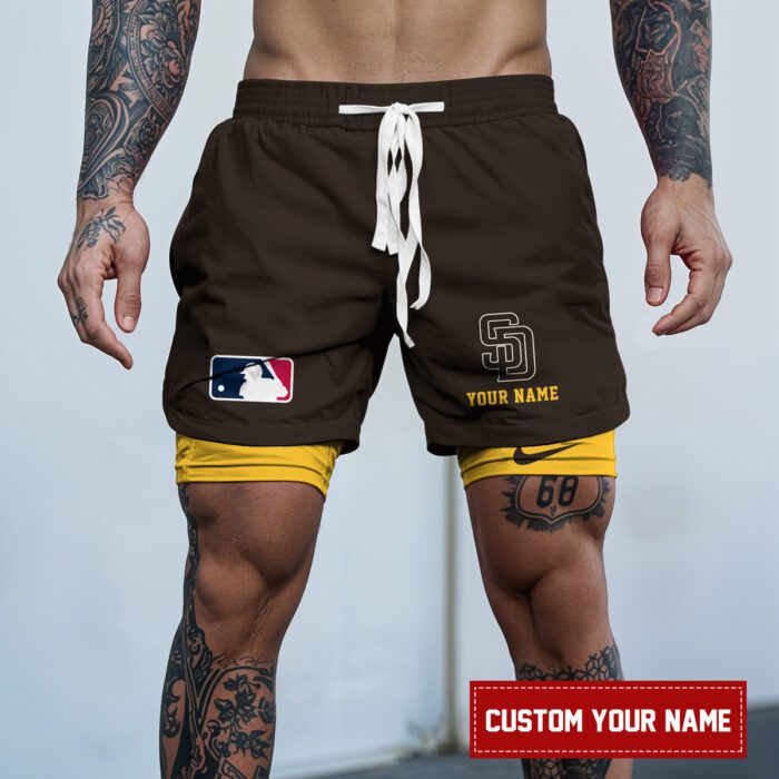 San Diego Padres MLB Personalized Double Layer Shorts WDS1150