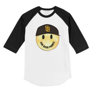 San Diego Padres Smiley 3/4 Black Sleeve Raglan Shirt