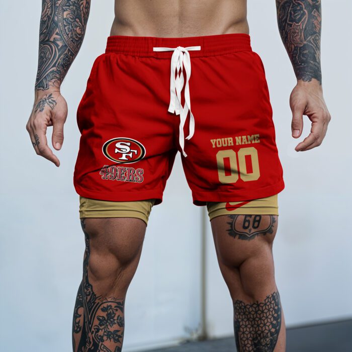 San Francisco 49ers NFL Double Layer Shorts Custom Your Name And Number WDS1059