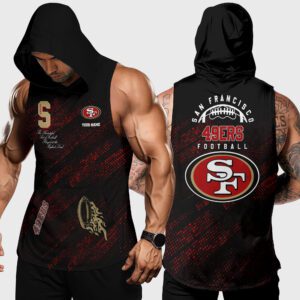 San Francisco 49ers NFL Men Workout Hoodie Tank Tops Custom Name WHT1089