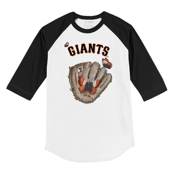 San Francisco Giants Butterfly Glove 3/4 Black Sleeve Raglan Shirt