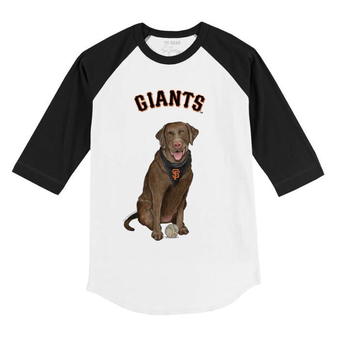 San Francisco Giants Chocolate Labrador Retriever 3/4 Black Sleeve Raglan Shirt