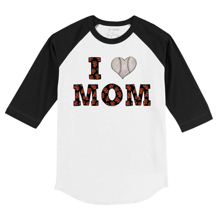 San Francisco Giants I Love Mom 3/4 Black Sleeve Raglan Shirt