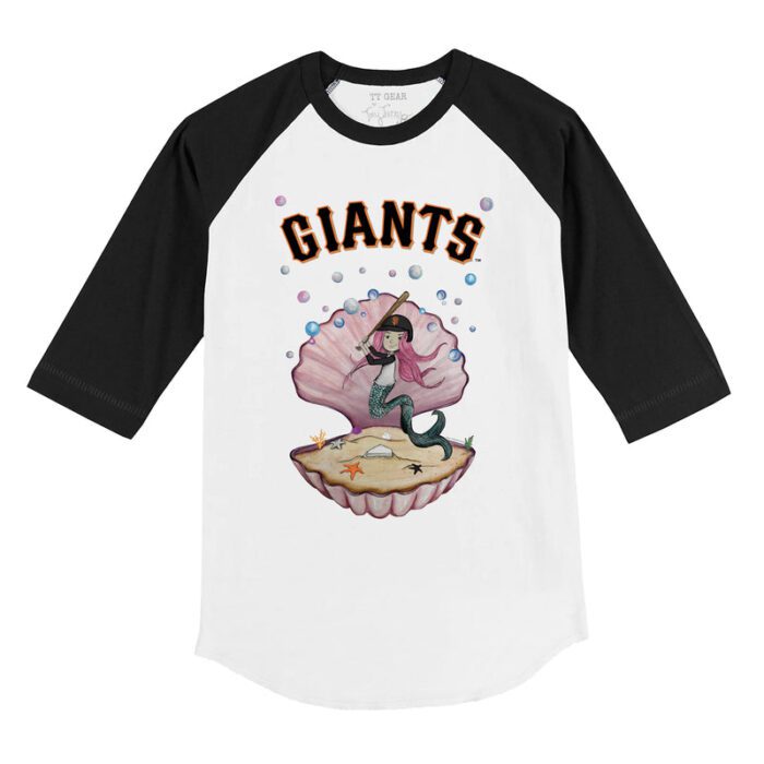 San Francisco Giants Mermaid 3/4 Black Sleeve Raglan Shirt